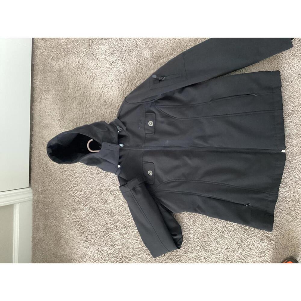 CB Women’s Black Softshell Jacket Size M Hooded Winter Coat Fleece Lined Outdoor